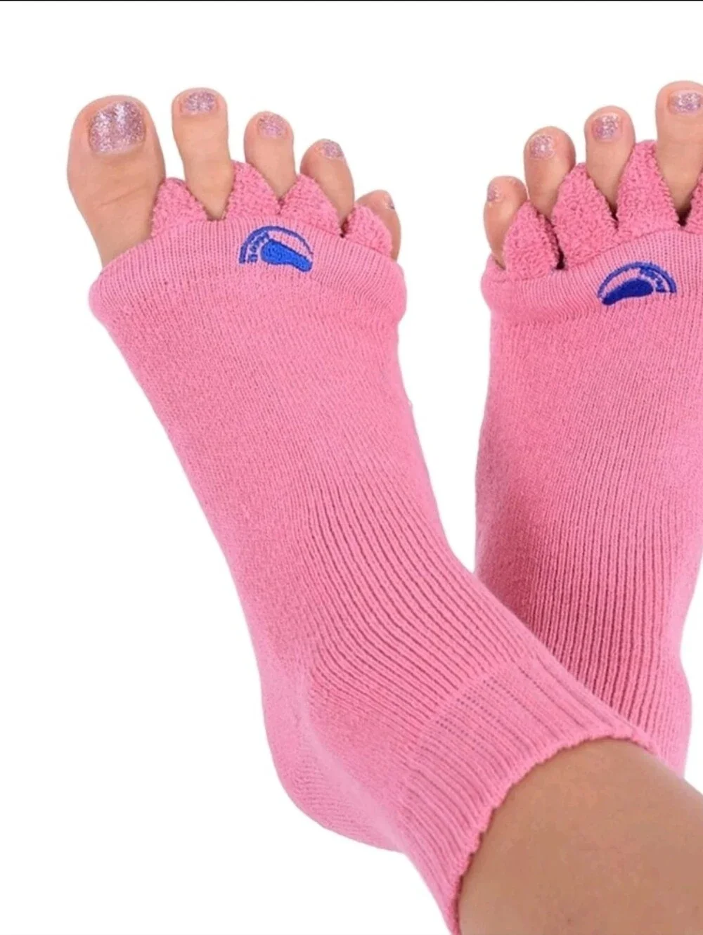 NWT My Happy Feet Foot Alignment Socks with Toe Separators Pink Medium